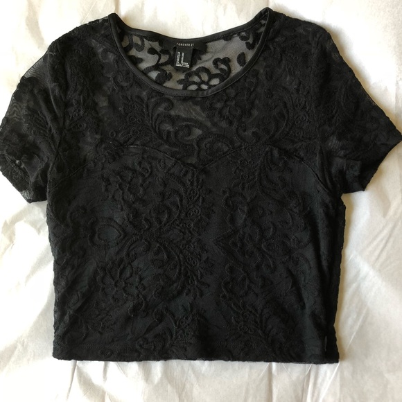 Forever 21 Tops - ♠️black sheer lace crop top♠️ Forever 21 Tops - ♠️black sheer lace crop top♠️